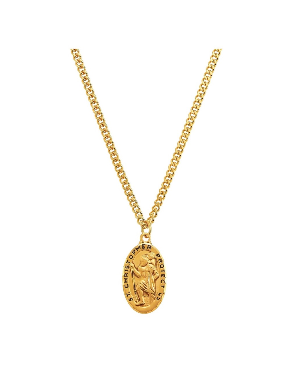 Sterling Silver Gold St. Christopher Medal Pendant Necklace
